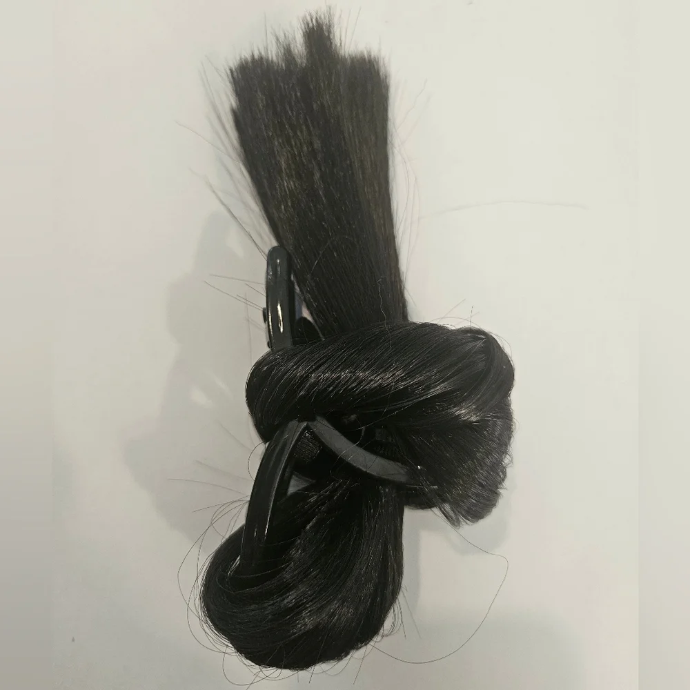 NEW Black Women's Hair Bun Extension Clip Seamless Low Knot - Picture 5 of 7